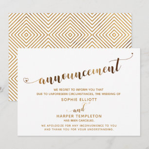 Annonce de faire-part de mariage annulé en forme d