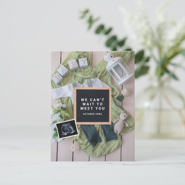 Annonce de grossesse carte de bienvenue bébé, Genr (Debout devant)