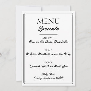 Annonce de grossesse Menu de Restaurant Italien