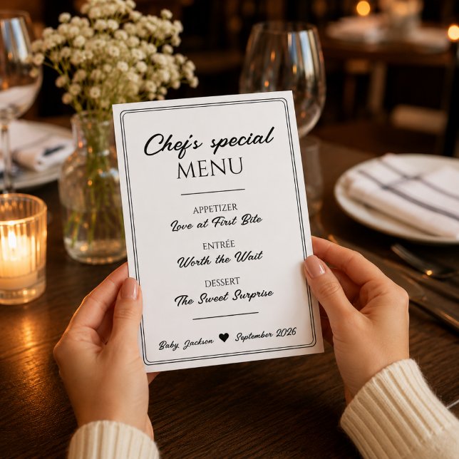 Annonce de grossesse Menu Spécial du Chef Unique (Unique Chef's Special Menu Pregnancy Announcement)