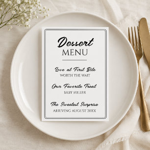 Annonce de grossesse mignonne sur le menu des dess
