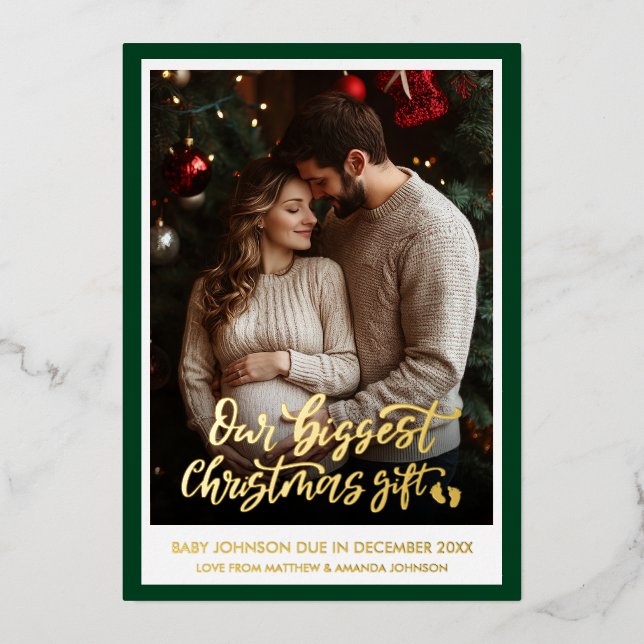 Annonce de grossesse pour un cadeau de Noël vert P (Recto)