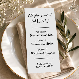 Annonce de grossesse sur un menu de restaurant Rév