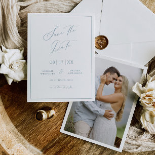 Annonce de mariage Minimal Blue Save the Date