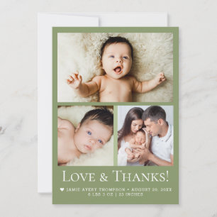 Annonce de naissance bébé photo Green Love & Merci