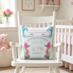 Annonce de naissance Coussin Adorable Hippocampe (
