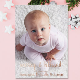 Annonce de naissance photo Fête Rose Gold