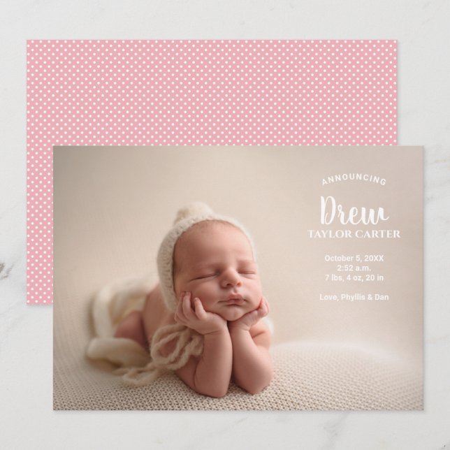 Annonce de notre Faire-part de naissance photo de  (Devant / Derrière)