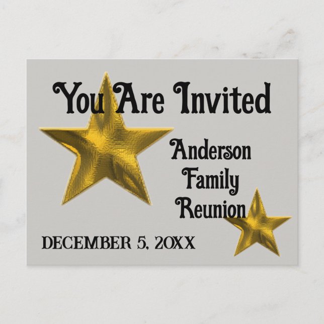 Annonce de réunion de famille Invitation Gold Star (Devant)