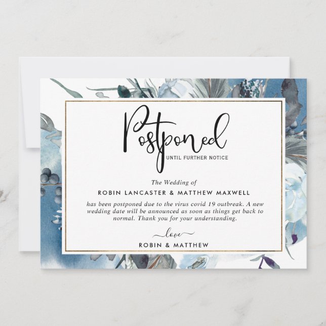 Annonce d'événement reporté Carte à motif floral b (Devant)