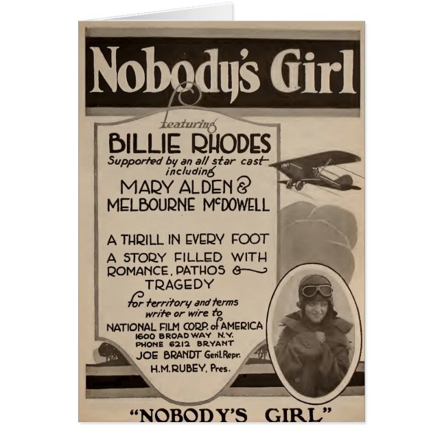 Annonce d'exposant de film silencieux de Billie (Devant)