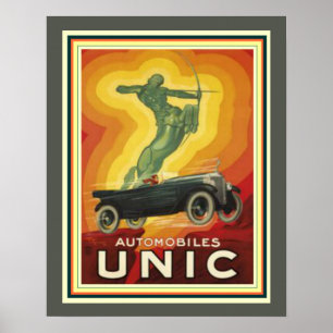 Annonce vintage d'art déco pour des automobiles