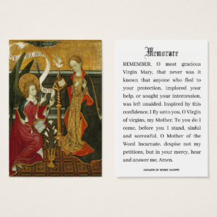 Annonciation de Mary Memorare Catholique Cartes sa