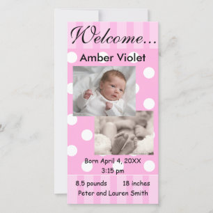 Announccard Rosa Girl Birth Newborn Foto Ankündigung