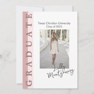 Announccard Rosa Linear Foto Abschluss Einladung