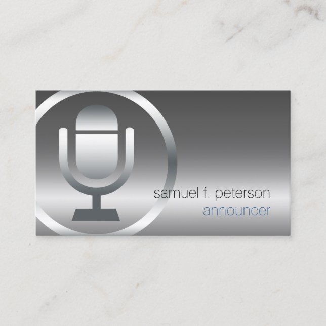 Announcer Chrome Mikrofon Icon Entertainment Visitenkarte (Vorderseite)