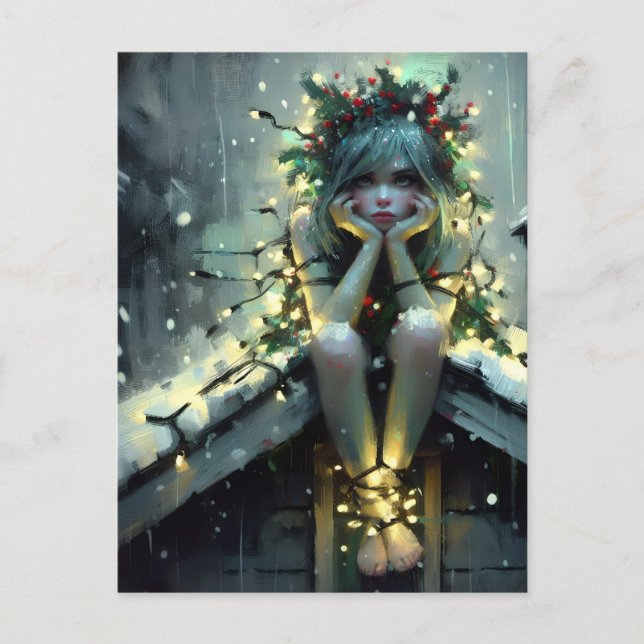 Annoyed Fairy Christmas Lights Postkarte (Vorderseite)