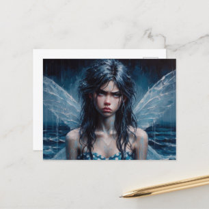 Annoyed Fairy Rainy Ocean Trip Postkarte