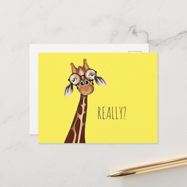 Annoyed Giraffe - Funny Kühlschrank Postcard Postkarte (Vorderseite/Rückseite Beispiel)