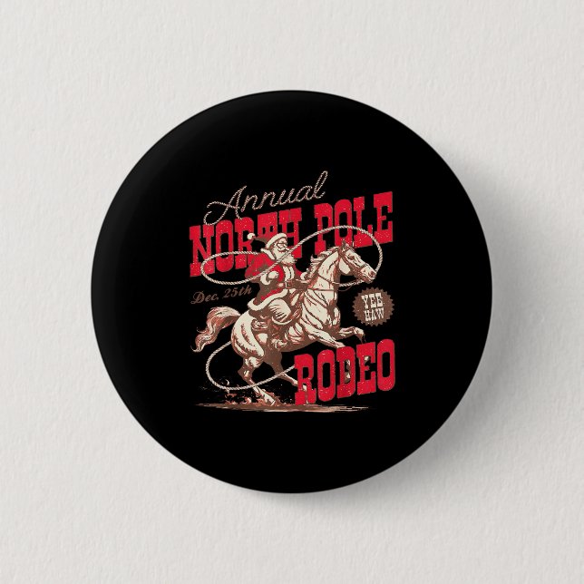Annual North Le Rodeo Cowboy Santa Howdy Christmas Button (Vorderseite)