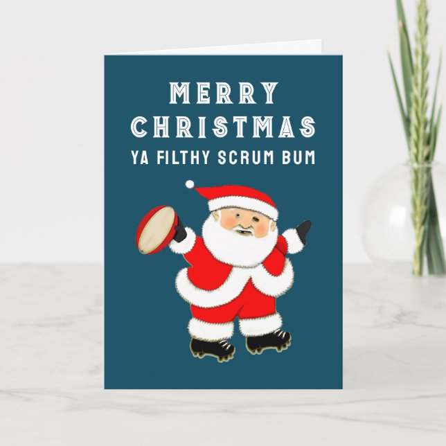 Annuelles Cartes de Noël drôles de rugby pour les fêtes (Devant)