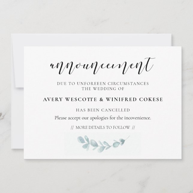 Annullierungsanzeige für Wasserfarben Einladung (Vorderseite)