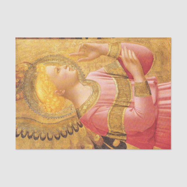 ANNUNCIATION ANGEL IN GOLD PINK Weihnachtsgrüßen Seidenpapier (Vorderseite)