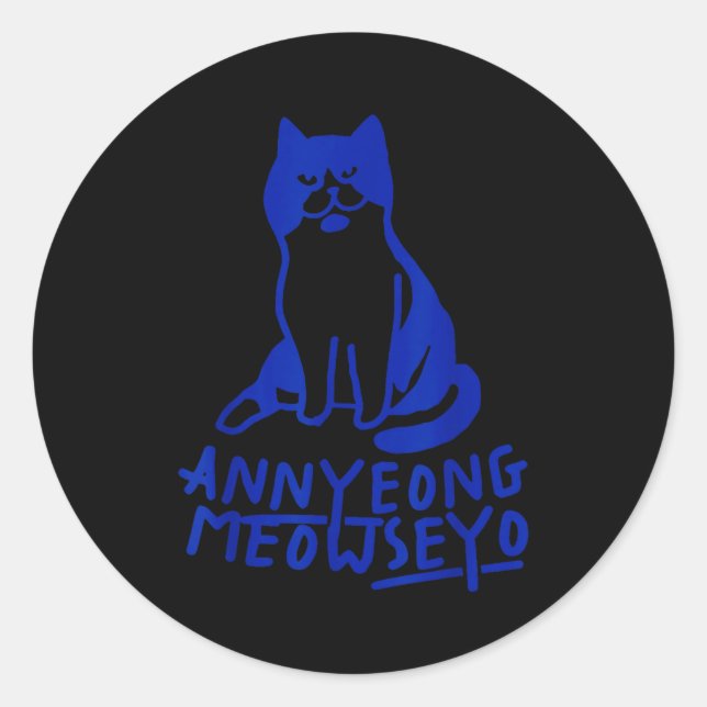 Annyeongmeowseyo K-drama Funny Cat Lovers  Runder Aufkleber (Vorderseite)