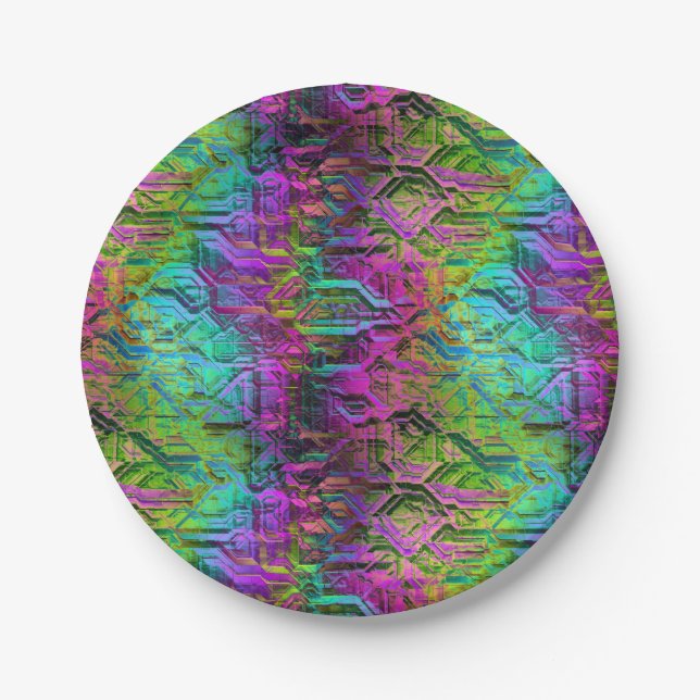 Anodifizierter Regenbogen-Titan-Schaltkreis: Pappteller (Vorderseite)