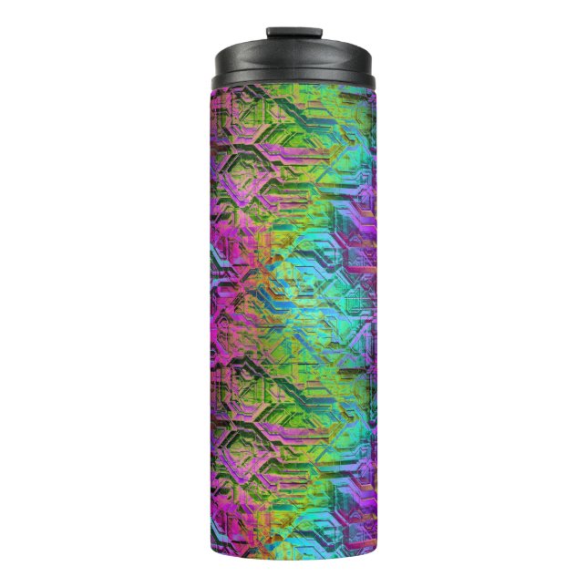 Anodifizierter Regenbogen-Titan-Schaltkreis: Thermosbecher (Vorderseite)