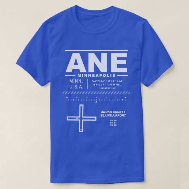 Anoka Landkreis Blaine Airport ANE T-Shirt (Design vorne)