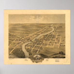 Anoka Minnesota 1869 antike panoramische Karte Poster