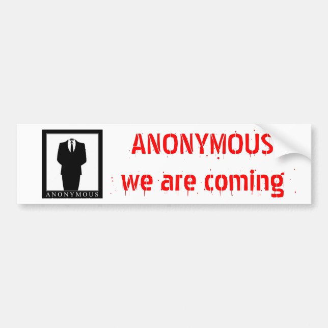 ANONYM, kommen wir Autoaufkleber (Vorne)