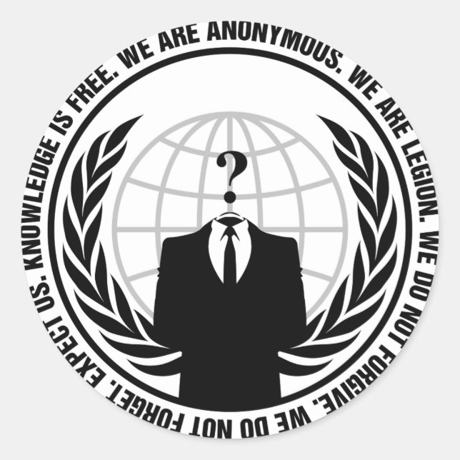 Anonymes Abzeichen Runder Aufkleber (Vorderseite)