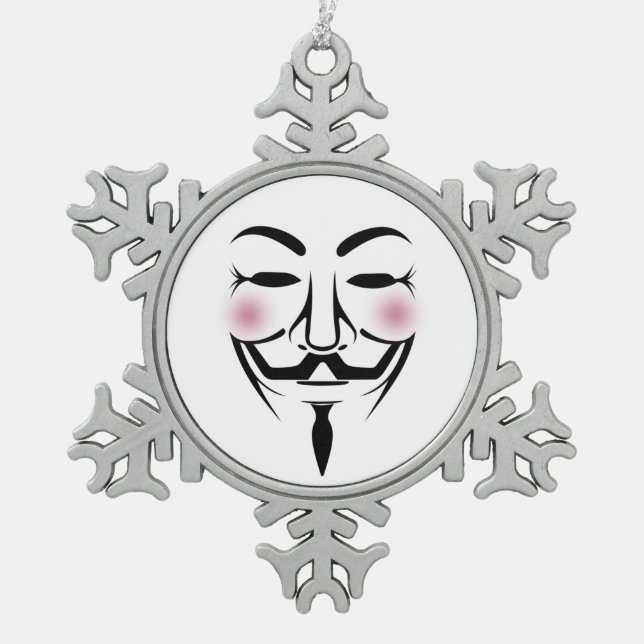 Anonymisierungsmaske vendetta Hacker Cyber-Interne Schneeflocken Zinn-Ornament (Vorderseite)