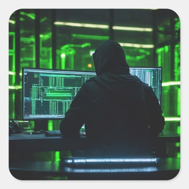 Anonymous Hacker Quadratischer Aufkleber (Vorderseite)