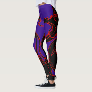 Anopurodon doppeltes Drache-Schwarzes lila Leggings
