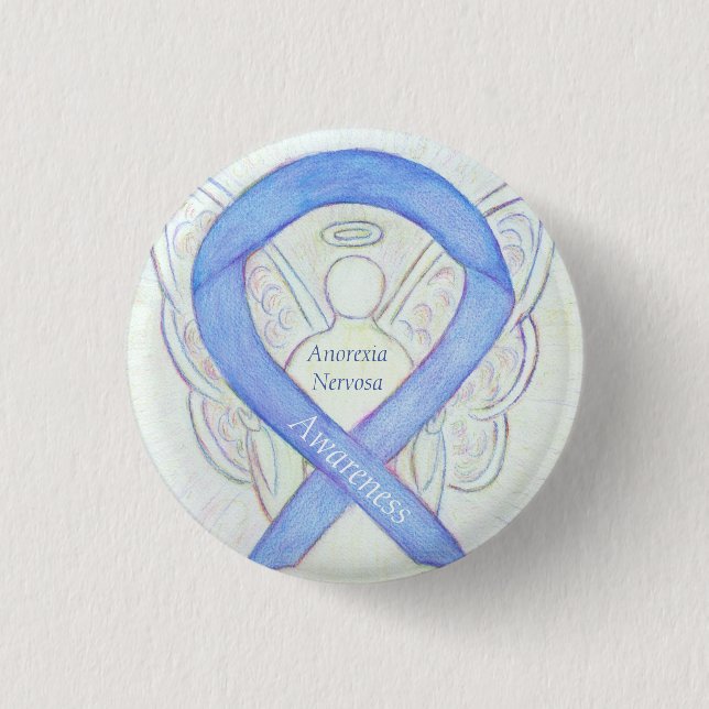 Anorexie Nervosa Bewusstseinsbildung Ribbon Engel  Button (Vorderseite)