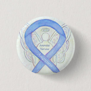 Anorexie Nervosa Bewusstseinsbildung Ribbon Engel Button