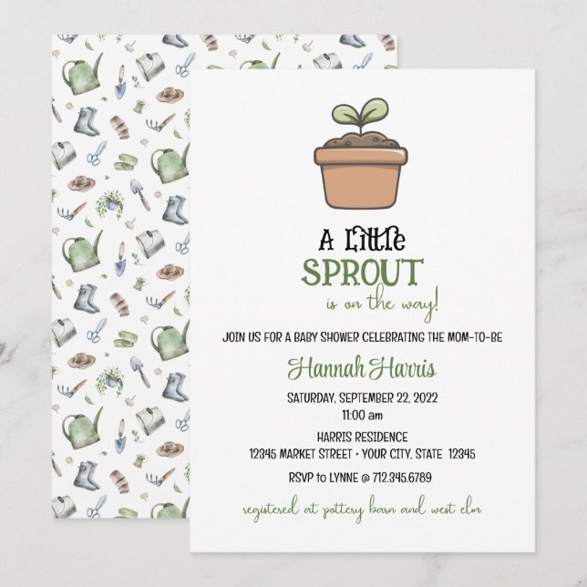 Another Little Sprout on the Way Baby Invitation Einladung (Vorne/Hinten)