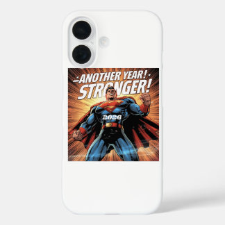 Another Year Stronger! Superhero New Year Design w iPhone 16 Hülle