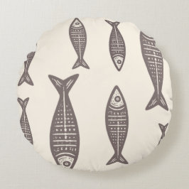 Anouke Coastal Fish / Driftwood Taupe Rundes Kissen