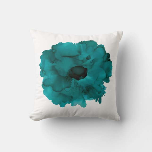 Anpassbar!! Aquamarine, blumenbemalte Nelke Kissen (Vorderseite)