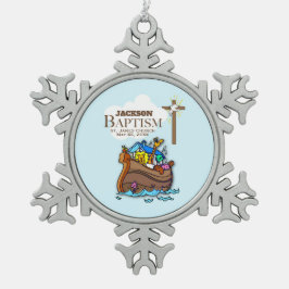 Anpassbar, Baby Boy Taufe Noah's Ark Schneeflocken Zinn-Ornament