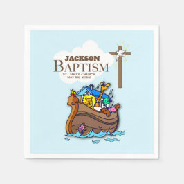 Anpassbar, Baby Boy Taufe Noah's Ark Serviette