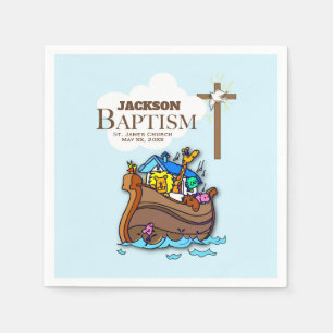 Anpassbar, Baby Boy Taufe Noah's Ark Serviette