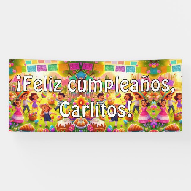 Anpassbar ¡Feliz cumpleaños! Fiesta Banner (Horizontal)