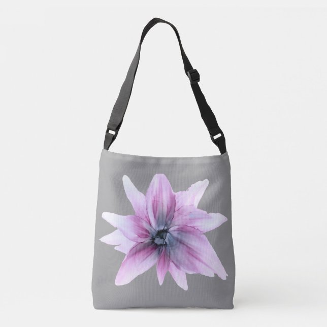 Anpassbar!! Lila Designer Dahlia Tragetaschen Mit Langen Trägern (Rückseite)