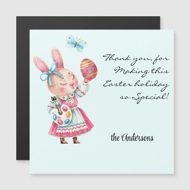 Anpassbar, Miss Oaster Bunny Magnetic Vielen Dank Magnetkarte (Vorne/Hinten)