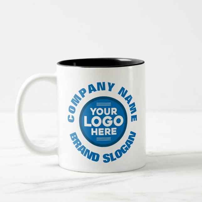 Anpassbar mit Firmennamen und Logo Zweifarbige Tasse (Links)